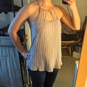 Long tank top with lace embellishments